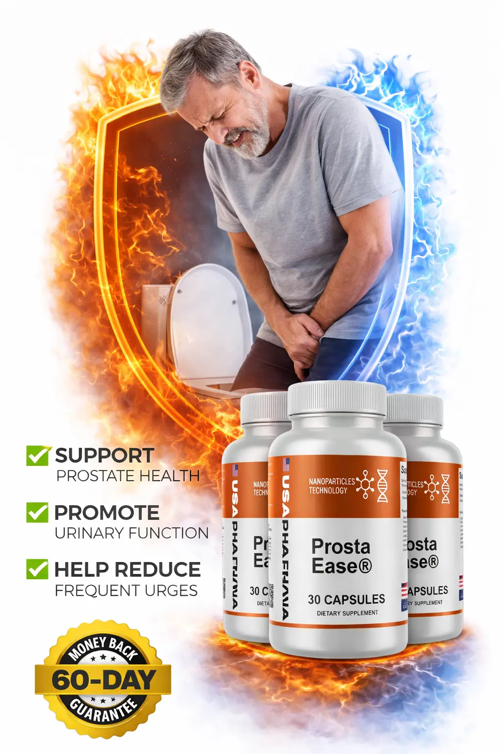 Man experiencing ProstaEase natural prostate wellness and comfort support results